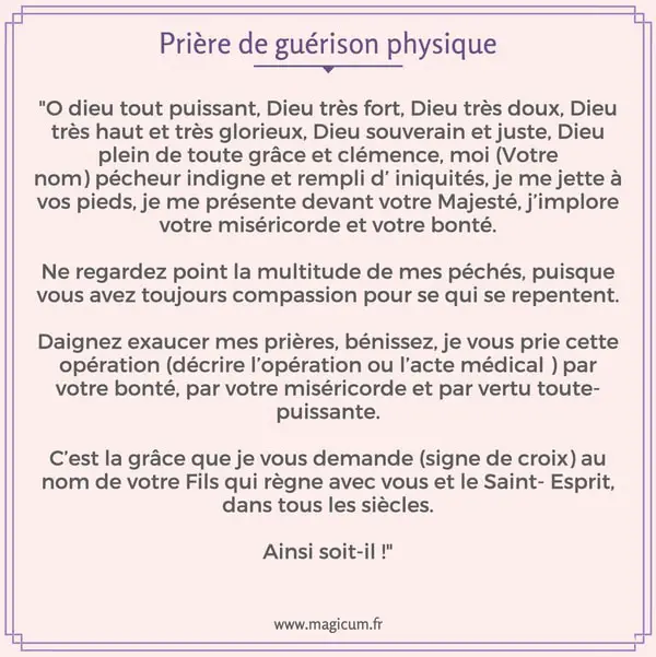 Prière de guérison physique