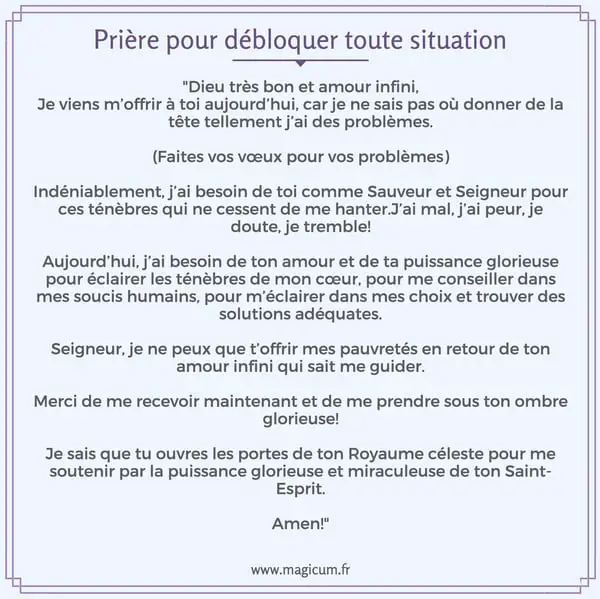 Prière pour débloquer toute situation