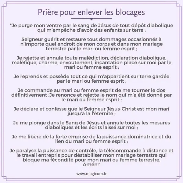 Prière pour enlever les blocages