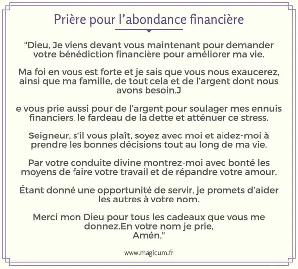 Prière pour l’abondance financière