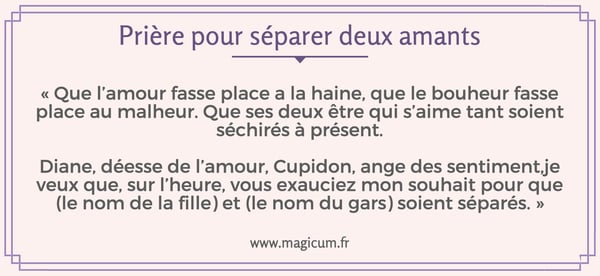 Prière pour séparer deux amants