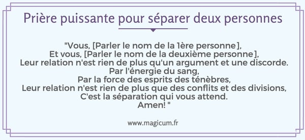 Prière puissante pour séparer deux personnes