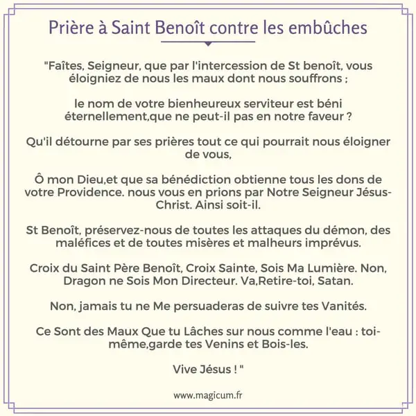 Prière à Saint Benoît contre les embûches