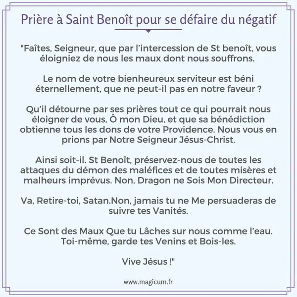 Prière à Saint Benoît pour se défaire du négatif