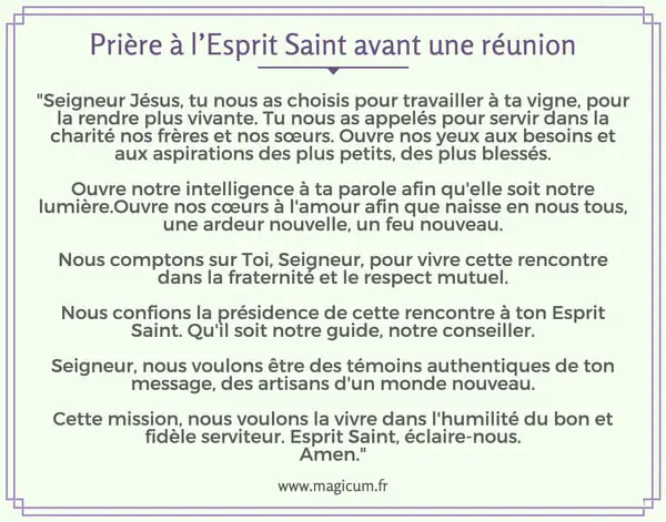 Prière à l’Esprit Saint avant une réunion