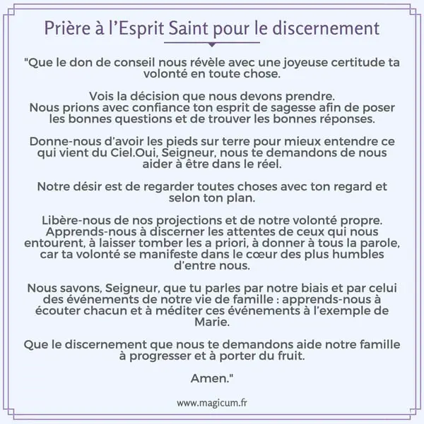 Prière à l’Esprit Saint pour le discernement