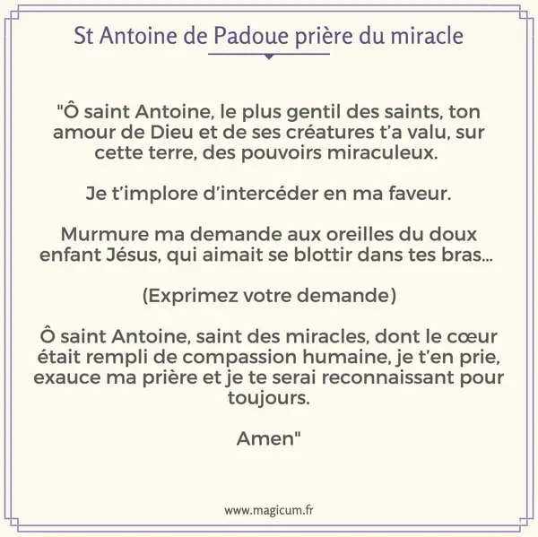 St Antoine de Padoue prière du miracle