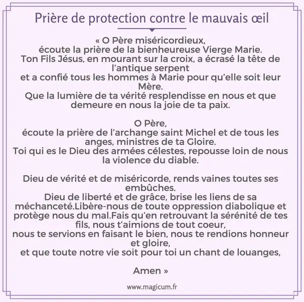 Prière de protection contre le mauvais œil