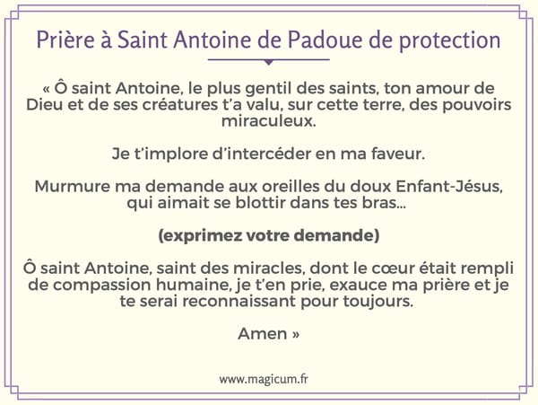 Prière à Saint Antoine de Padoue de protection