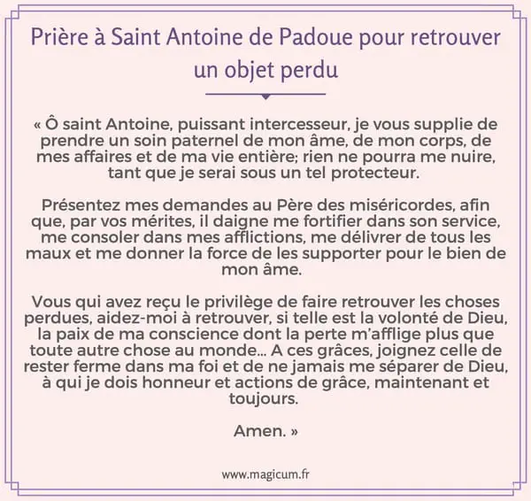 3 Prière Saint Antoine de Padoue retrouver un objet perdu et protection
