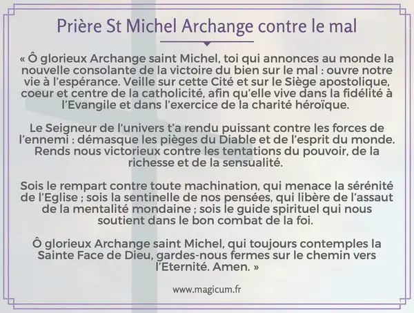 Prière St Michel Archange contre le mal