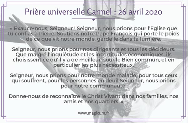 Prière universelle Carmel : 26 avril 2020