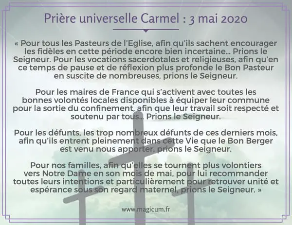 Prière universelle Carmel : 3 mai 2020