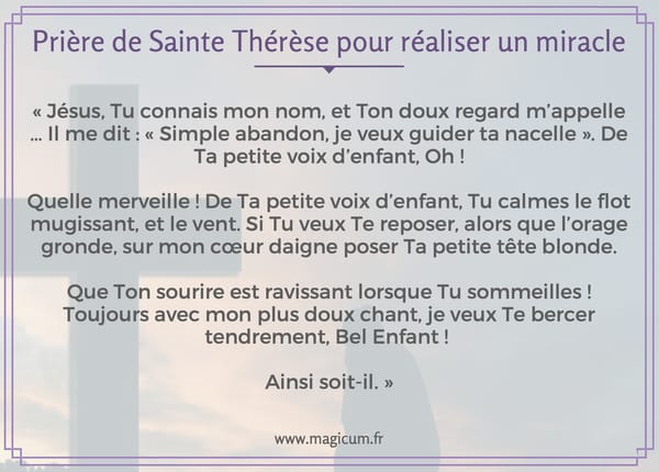 Prière de Sainte Thérèse pour réaliser un miracle